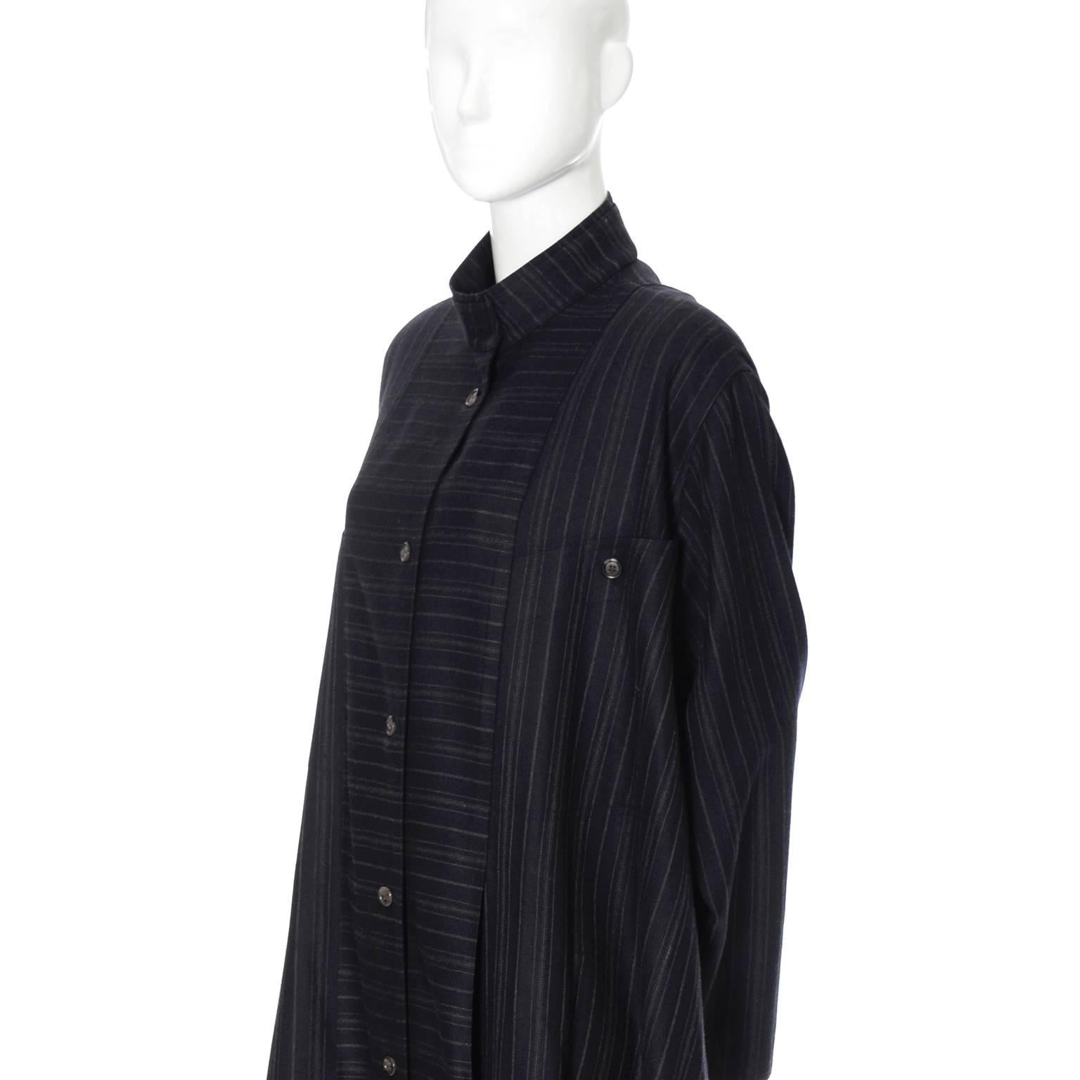 Harve Benard Pinstripe Wool Vintage Coat Modern Swing Japanese Inspired M/L 1