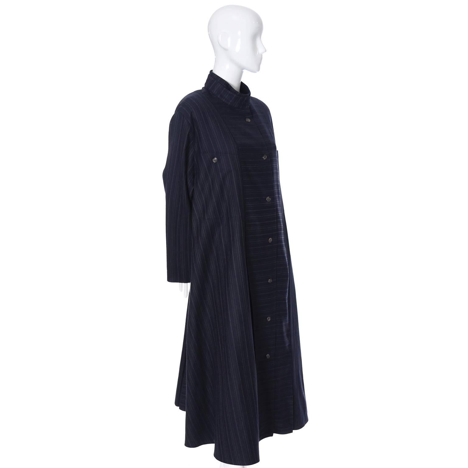 Women's Harve Benard Pinstripe Wool Vintage Coat Modern Swing Japanese Inspired M/L