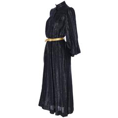 YSL Yves Saint Laurent Rive Gauche Metallic Vintage Dress 1970s