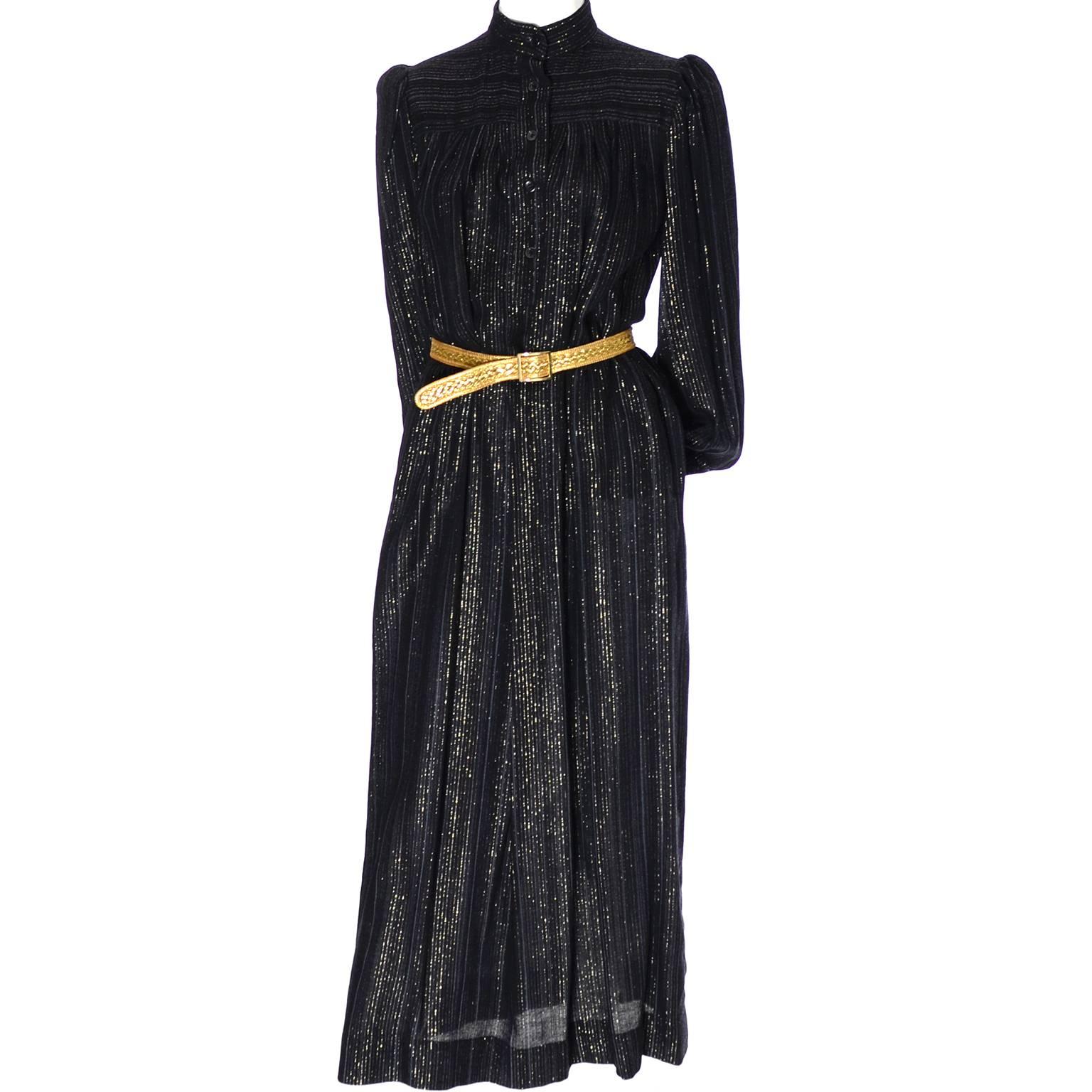 YSL Yves Saint Laurent Rive Gauche Metallic Vintage Dress 1970s 4