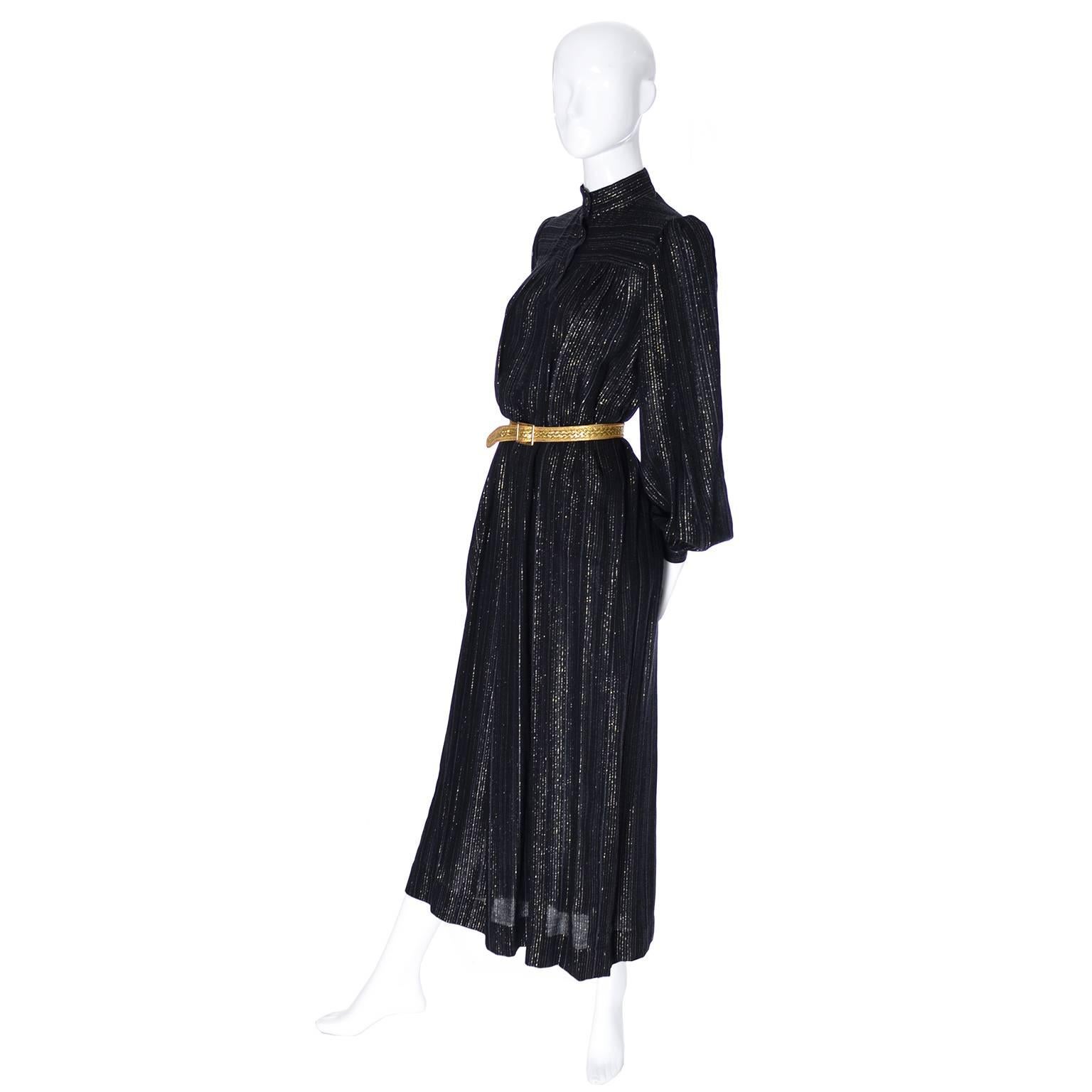 YSL Yves Saint Laurent Rive Gauche Metallic Vintage Dress 1970s 2