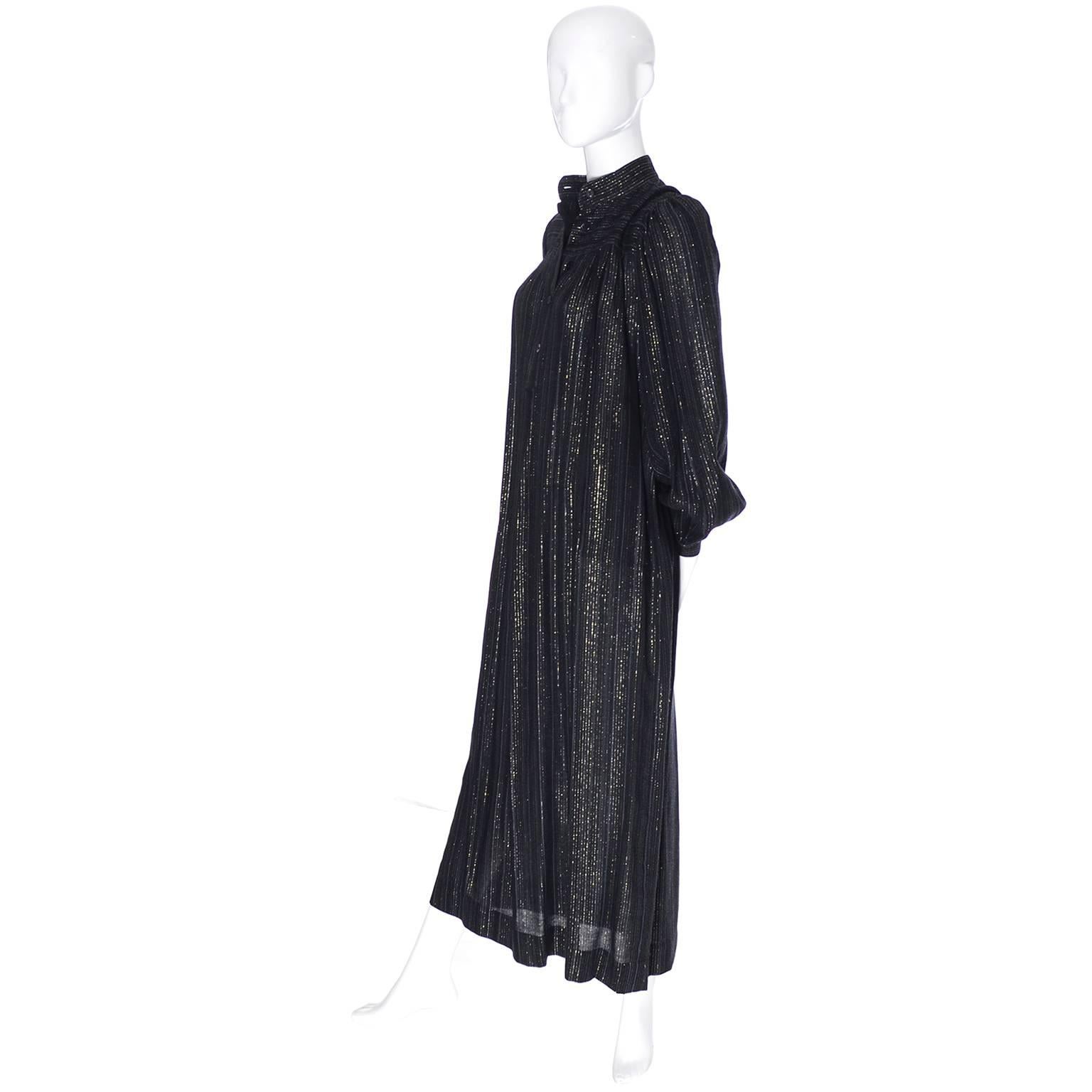 Women's YSL Yves Saint Laurent Rive Gauche Metallic Vintage Dress 1970s