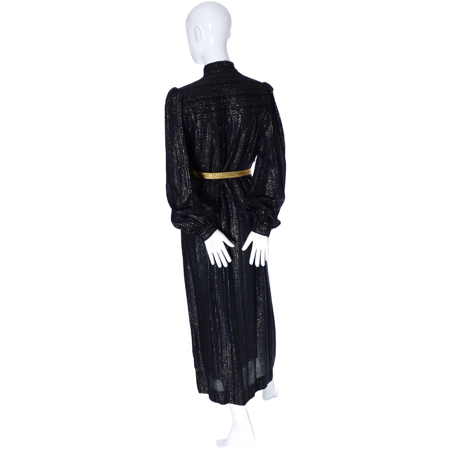 YSL Yves Saint Laurent Rive Gauche Metallic Vintage Dress 1970s 3
