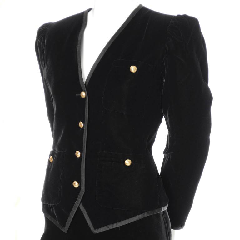 YSL Yves Saint Laurent Rive Gauche Vintage Velvet Blazer Skirt Suit ...
