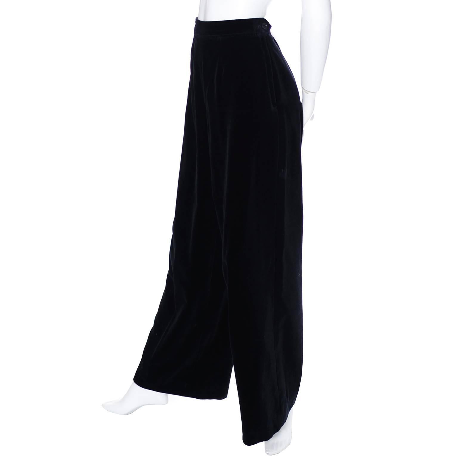 black velvet high waisted trousers