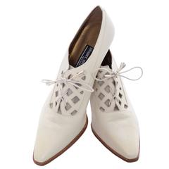 Retro Stuart Weitzman Shoes 1980s Lace up Victorian Revival Oxfords Spain 8.5