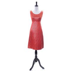 Dynasty Vintage 2 Piece 1960s Dress And Coat Metallic Ensemble Red Gold Holiday