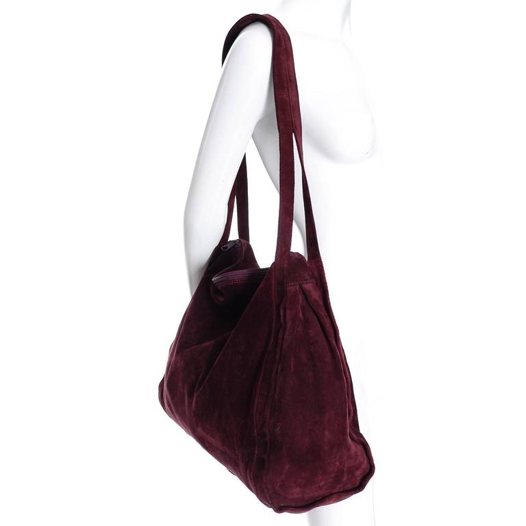 Donna Karan New York Vintage Handbag Suede Burgundy Large Bag At 1stdibs Donna Karan New York Vintage Handbag Suede Burgundy Large Bag In Excellent Condition For