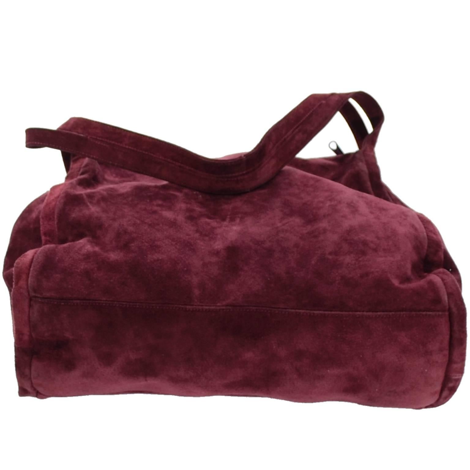 burgundy suede handbag