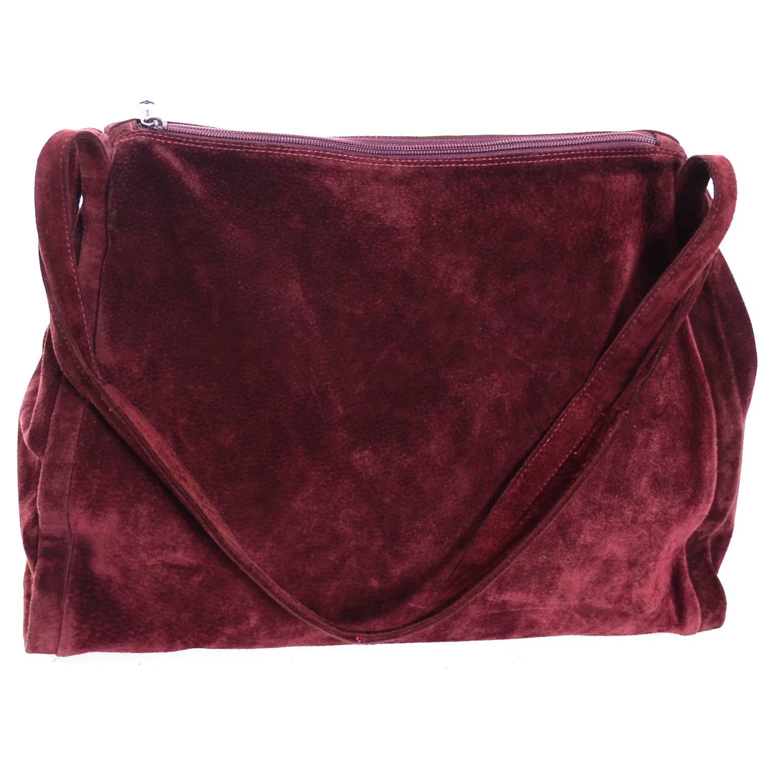 burgundy suede purse