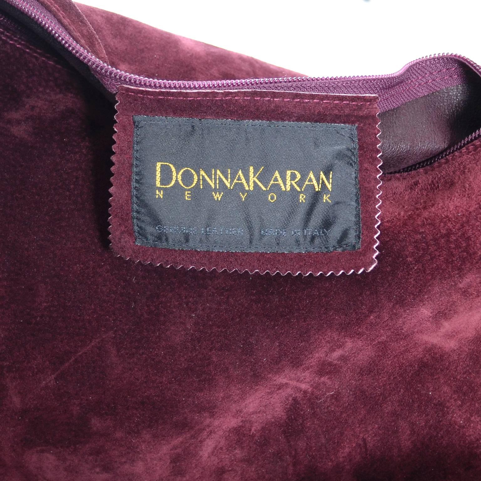 Donna Karan New York Vintage Handbag Suede Burgundy Large Bag 1