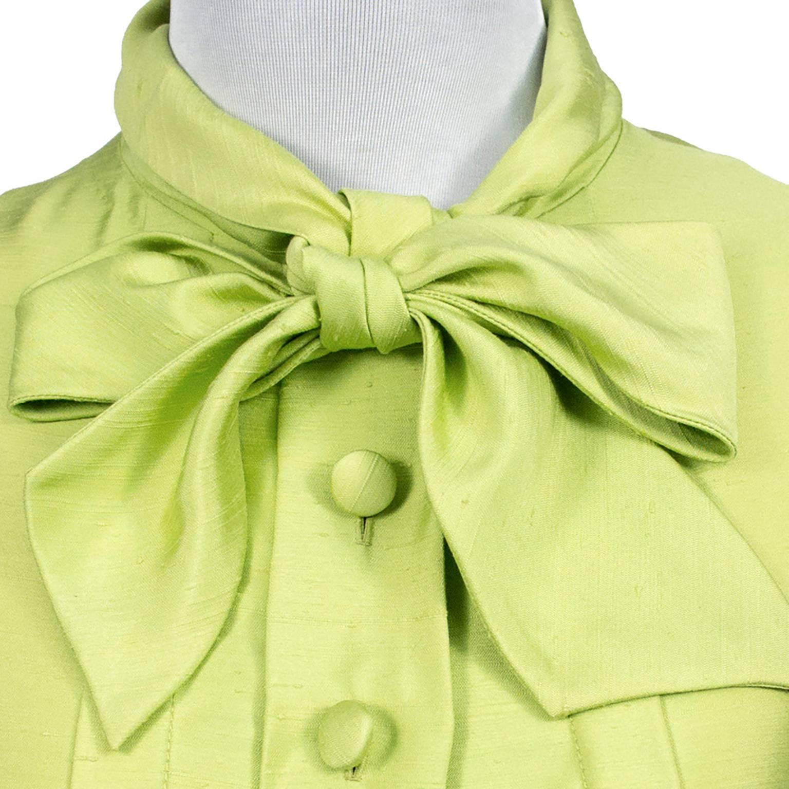 lime green silk blouse
