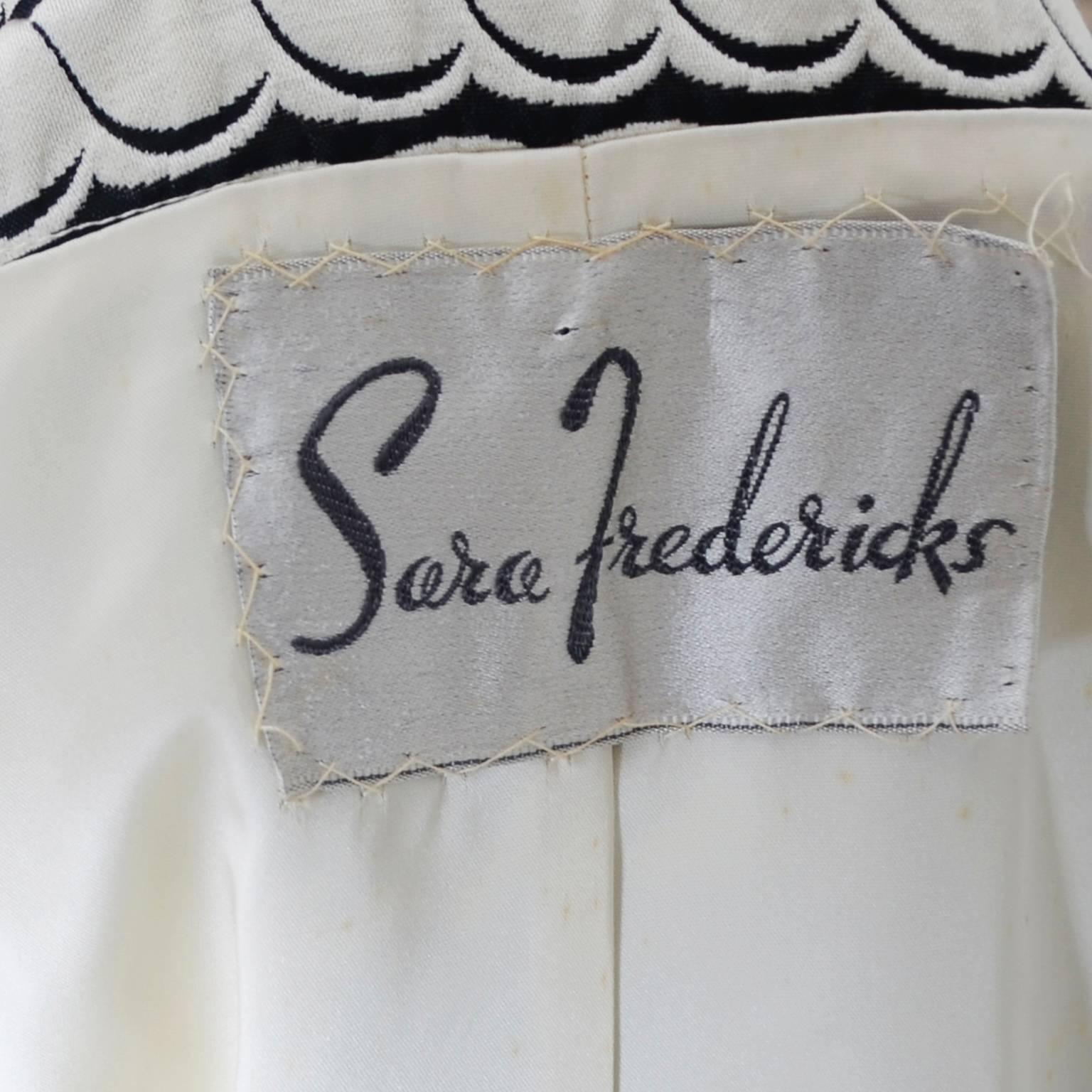 1960s Sara Fredericks Rare Vintage Dress Coat Suit Ensemble Rhinestone Buttons 3