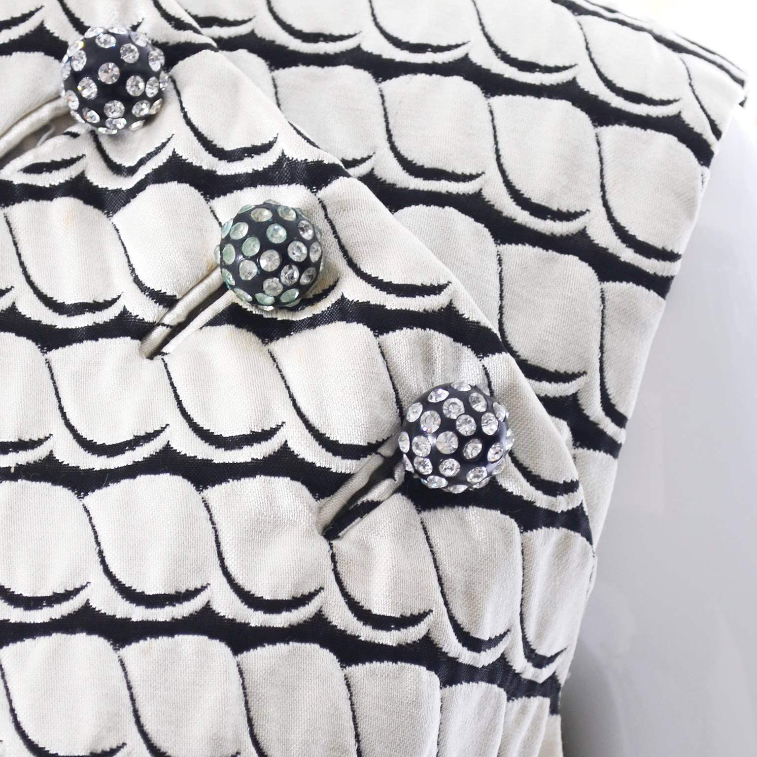 Women's 1960s Sara Fredericks Rare Vintage Dress Coat Suit Ensemble Rhinestone Buttons