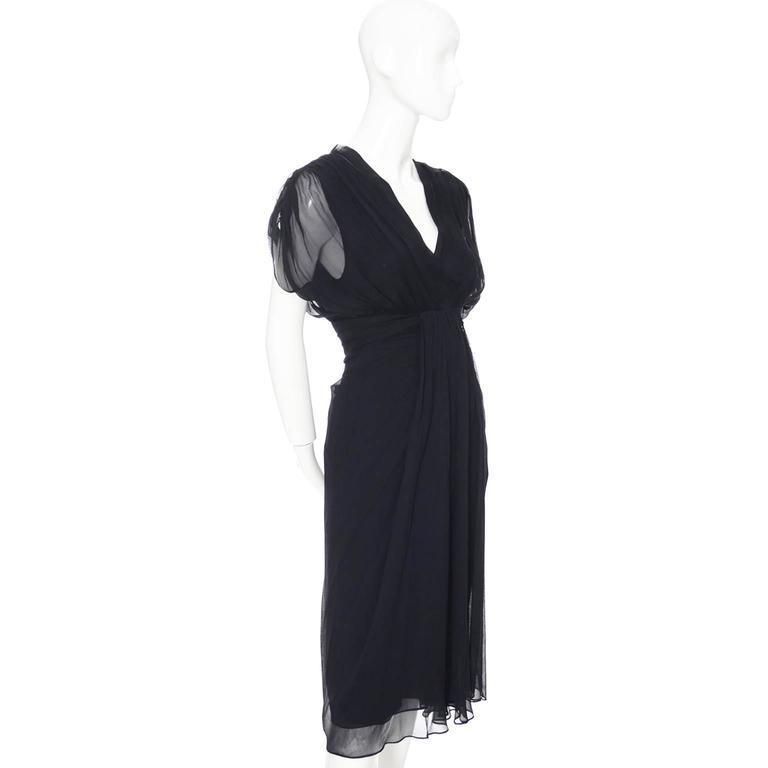 Diane Von Furstenberg Silk Chiffon Tull Dress Navy Blue D Size This Tull Navy Blue Silk Chiffon Evening Dress Is From Designer Diane Von Furstenberg