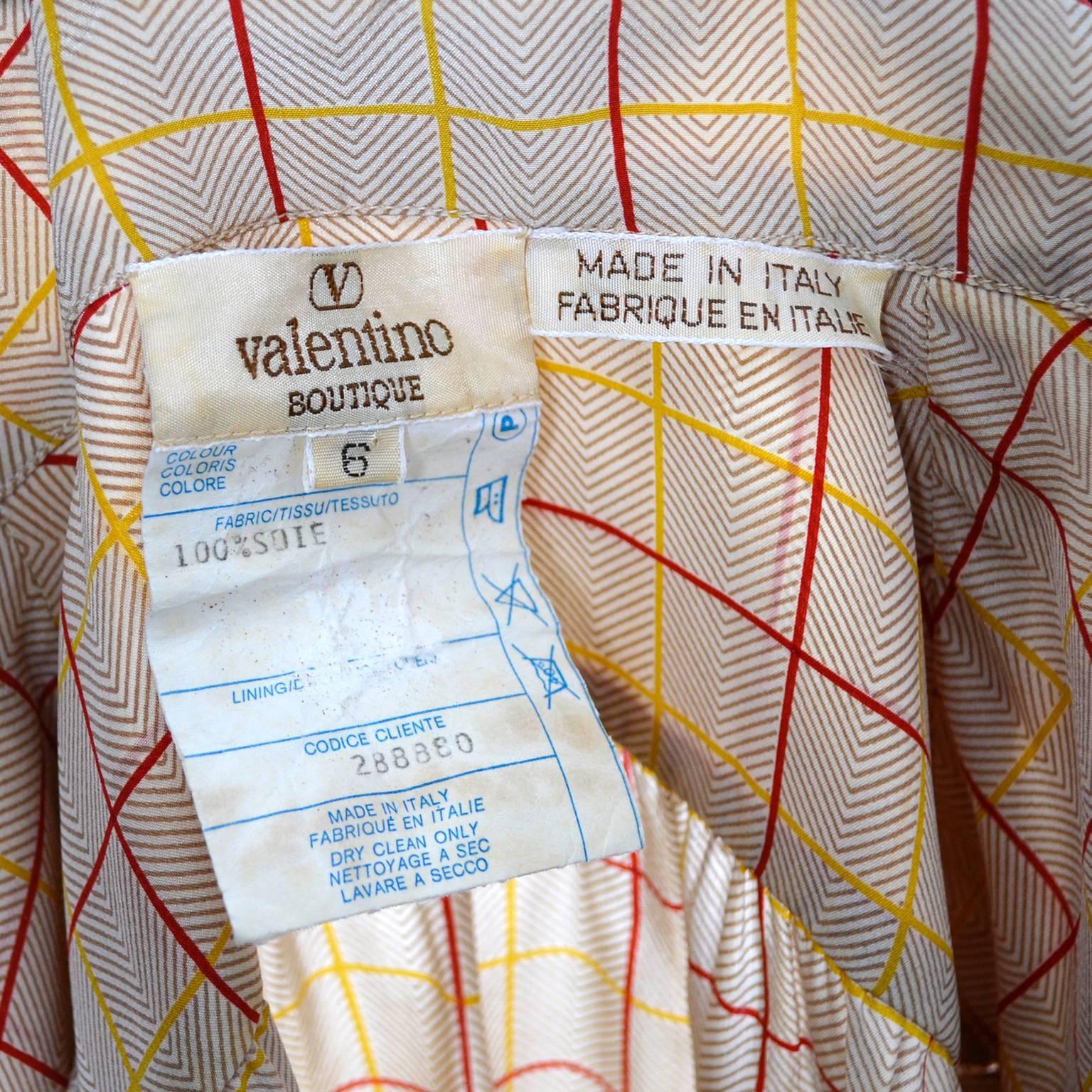 Valentino Vintage Blouse Silk Plaid Italy Bow Top In Excellent Condition In Portland, OR