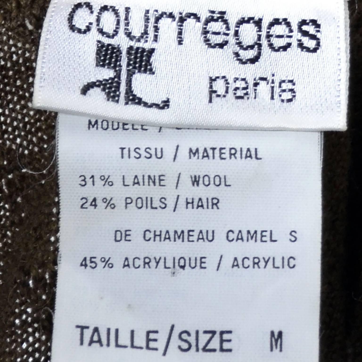 Black Courreges Vintage Sweater in Brown Camel Hair Wool Blend Size Medium