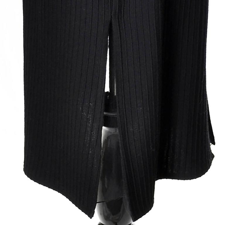Vintage Valentino Black Ribbed Knit Dress Late 1970s With Chiffon Kick ...