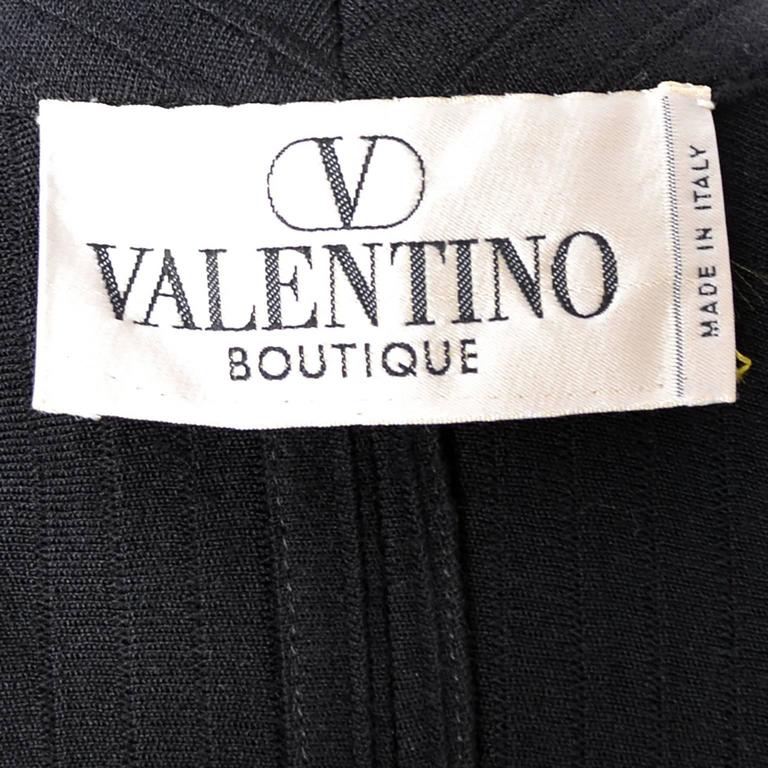 Vintage Valentino Black Ribbed Knit Dress Late 1970s With Chiffon Kick ...