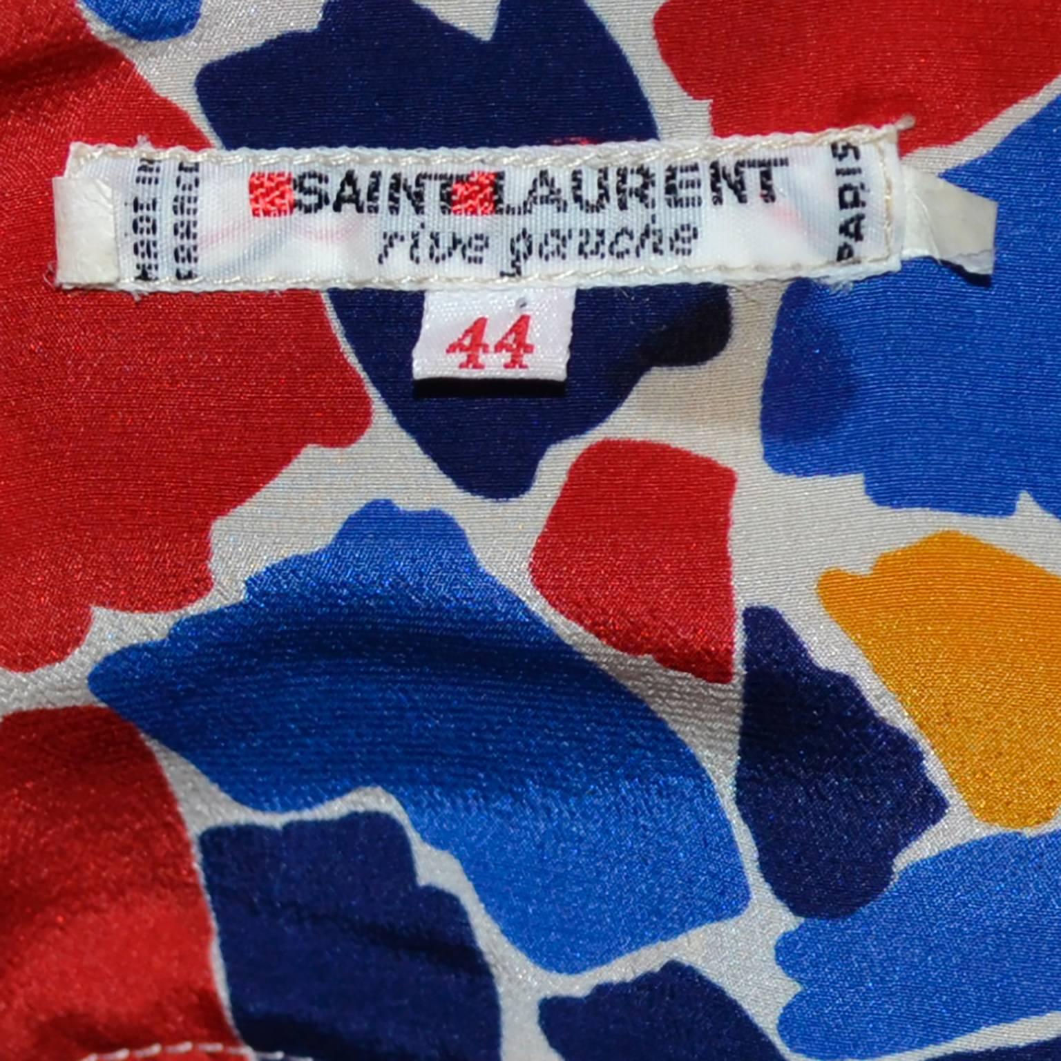 Yves Saint Laurent Rive Gauche Vintage Seide YSL Kleid Langer Rock Bluse Schärpe 2