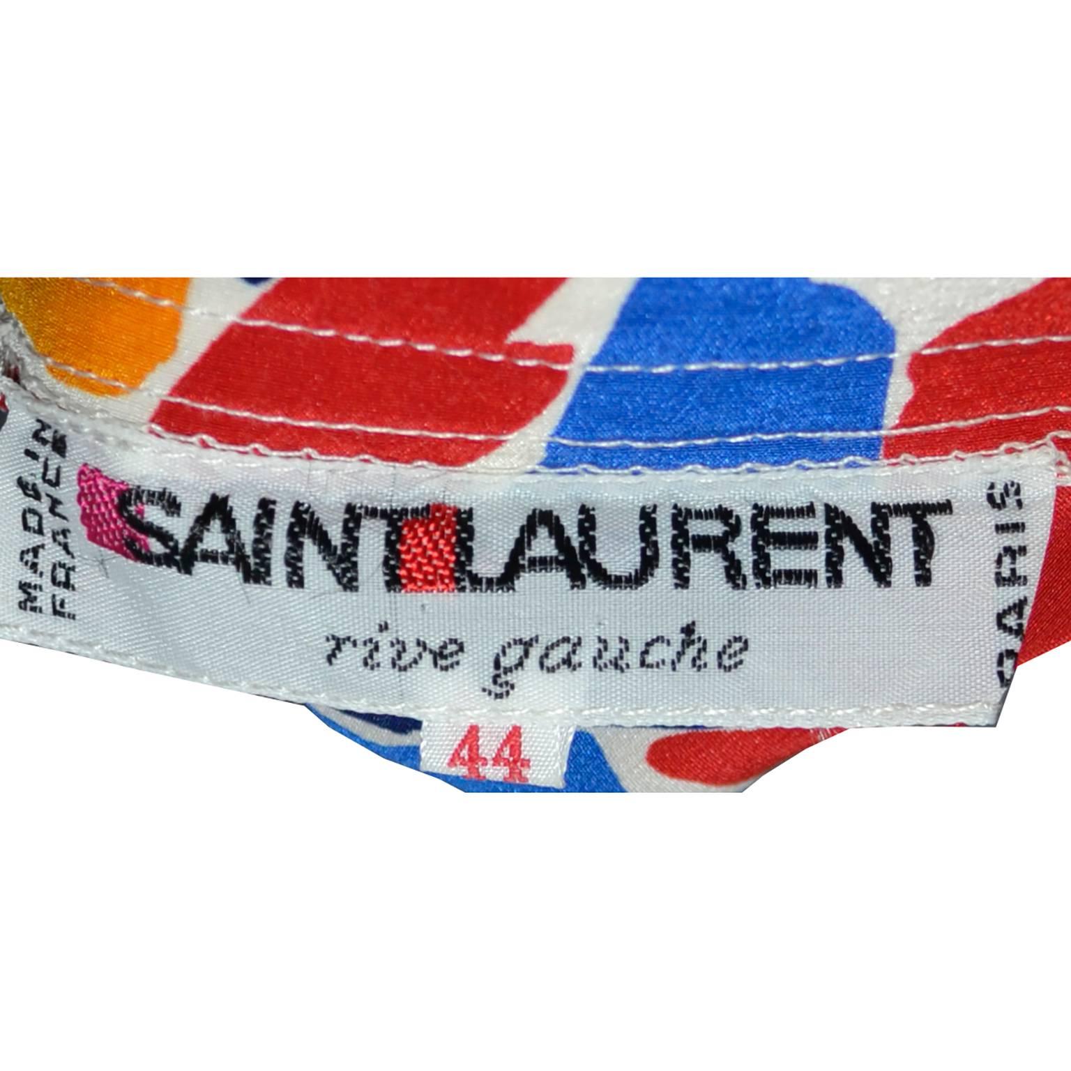 Yves Saint Laurent Rive Gauche Vintage Seide YSL Kleid Langer Rock Bluse Schärpe 1