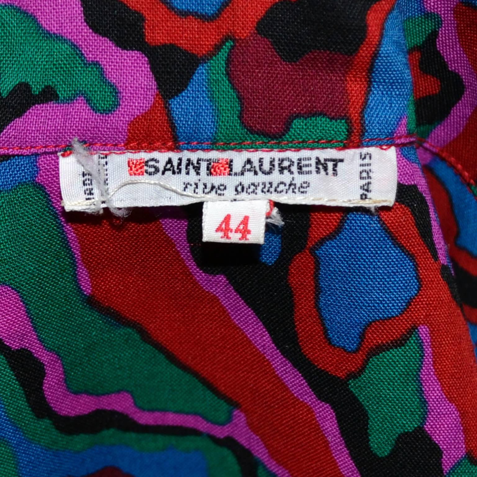 Purple Yves Saint Laurent Vintage YSL Rive Gauche 2 Pc Dress Skirt Blouse 1970s