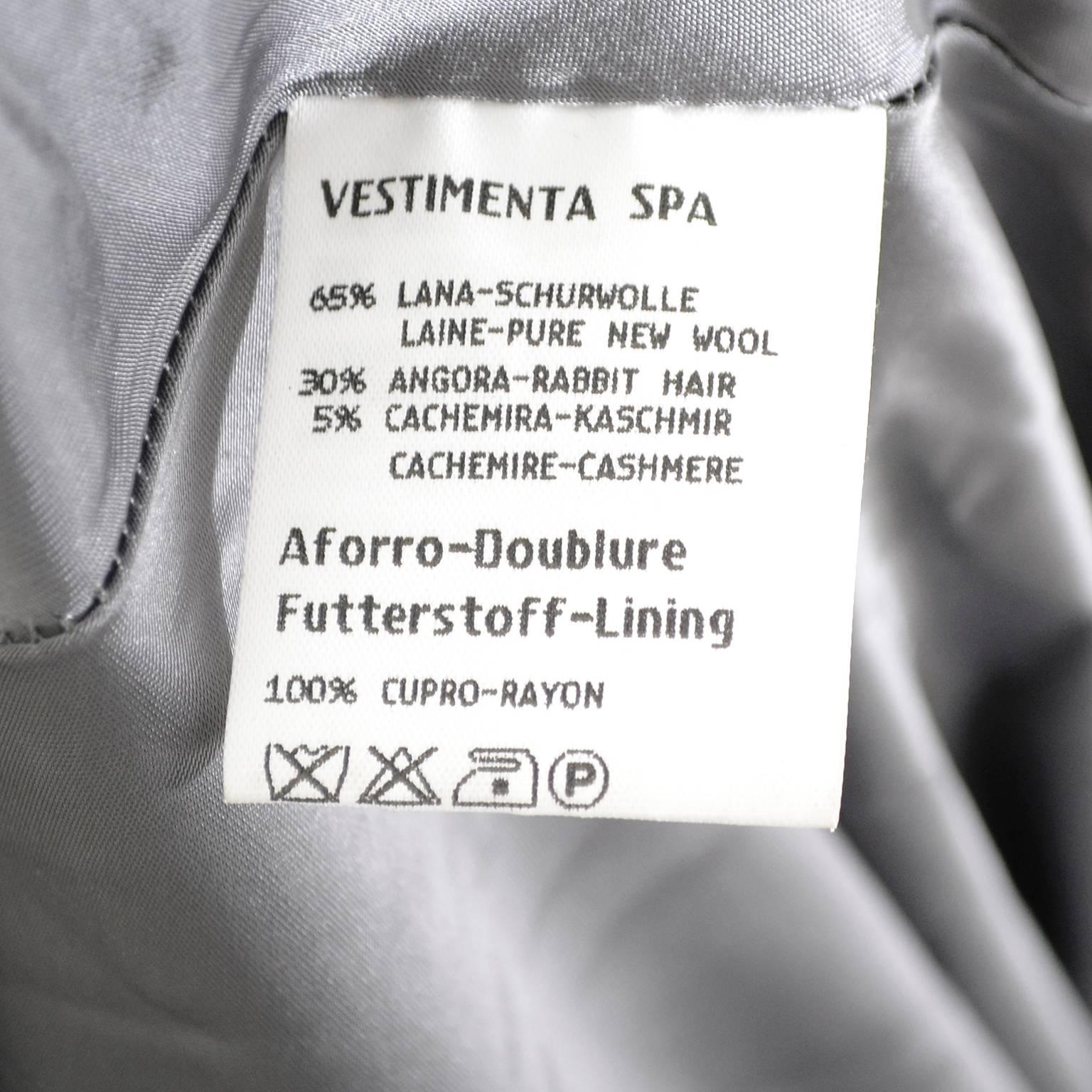 Black Giorgio Armani Vintage Swing Coat in Gray Cashmere Wool Angora Vestimenta Spa