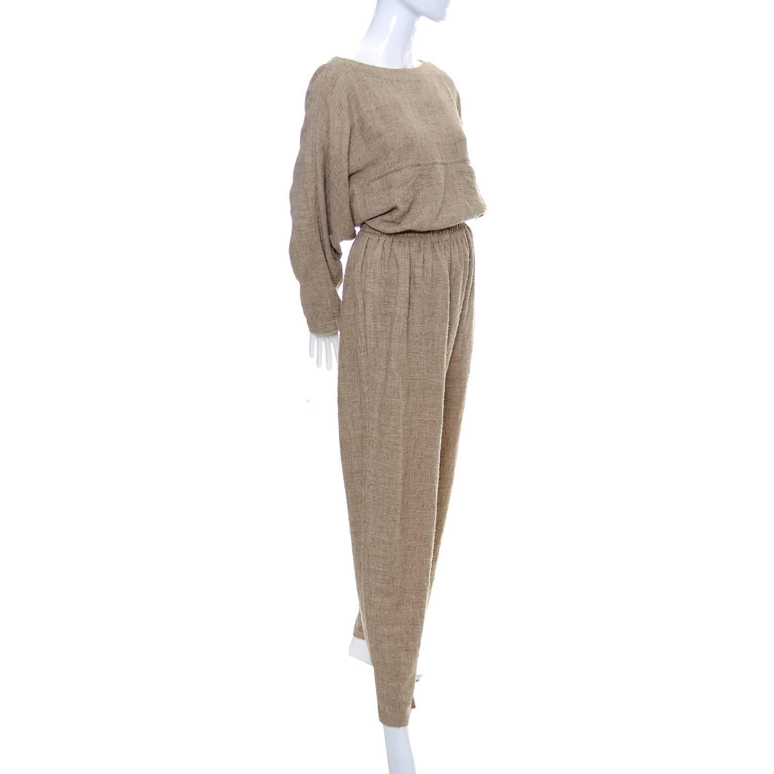 Vintage Issey Miyake Textured Cotton Tunic High Waist Pants Outfit 1980s Medium 2