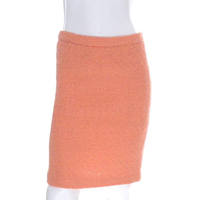 Guy Laroche Vintage Suit Skirt Blazer Orange Yellow Pink For Sale at ...