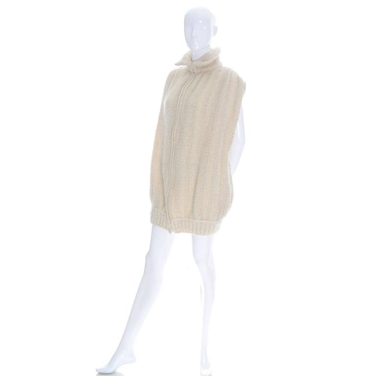 Beige Tapestries of Ireland Helena Ruuth Vintage Coat Vest Oversized M/L in New Wool  For Sale
