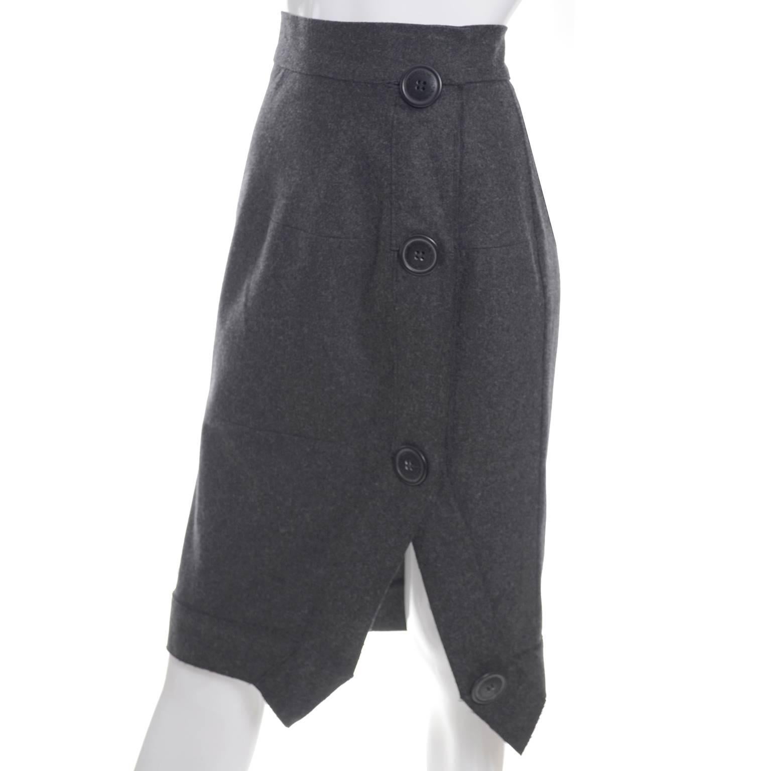Black Vivienne Westwood Vintage Skirt Gray Wool Cashmere Avant Garde Anglomania