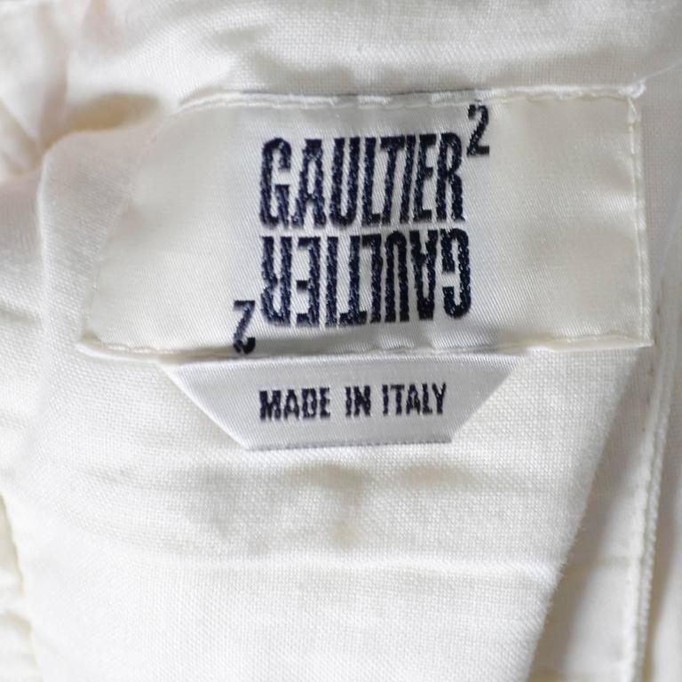Women's Jean Paul Gaultier Vintage High Waist Wide Leg Sailor Pants in Ivory Italy 12/14