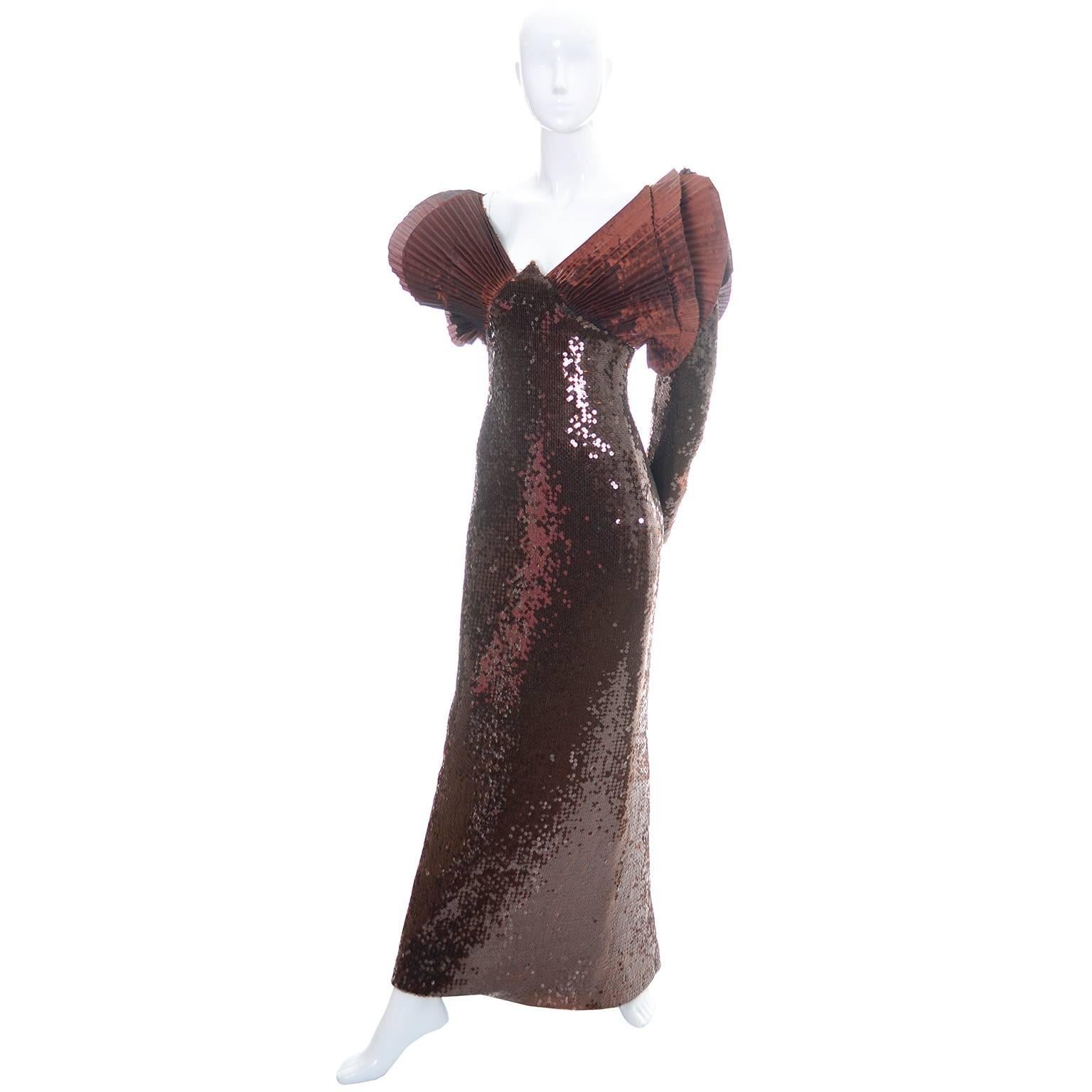Loris Azzaro Vintage Dress 1980s Avant Garde Sequins Statement Evening Gown In Excellent Condition In Portland, OR