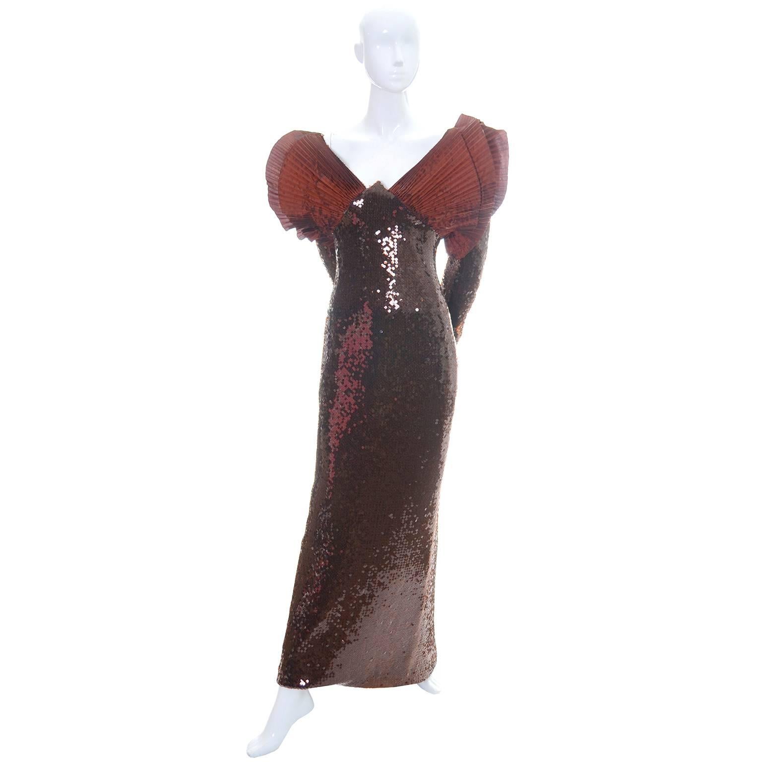 Women's Loris Azzaro Vintage Dress 1980s Avant Garde Sequins Statement Evening Gown