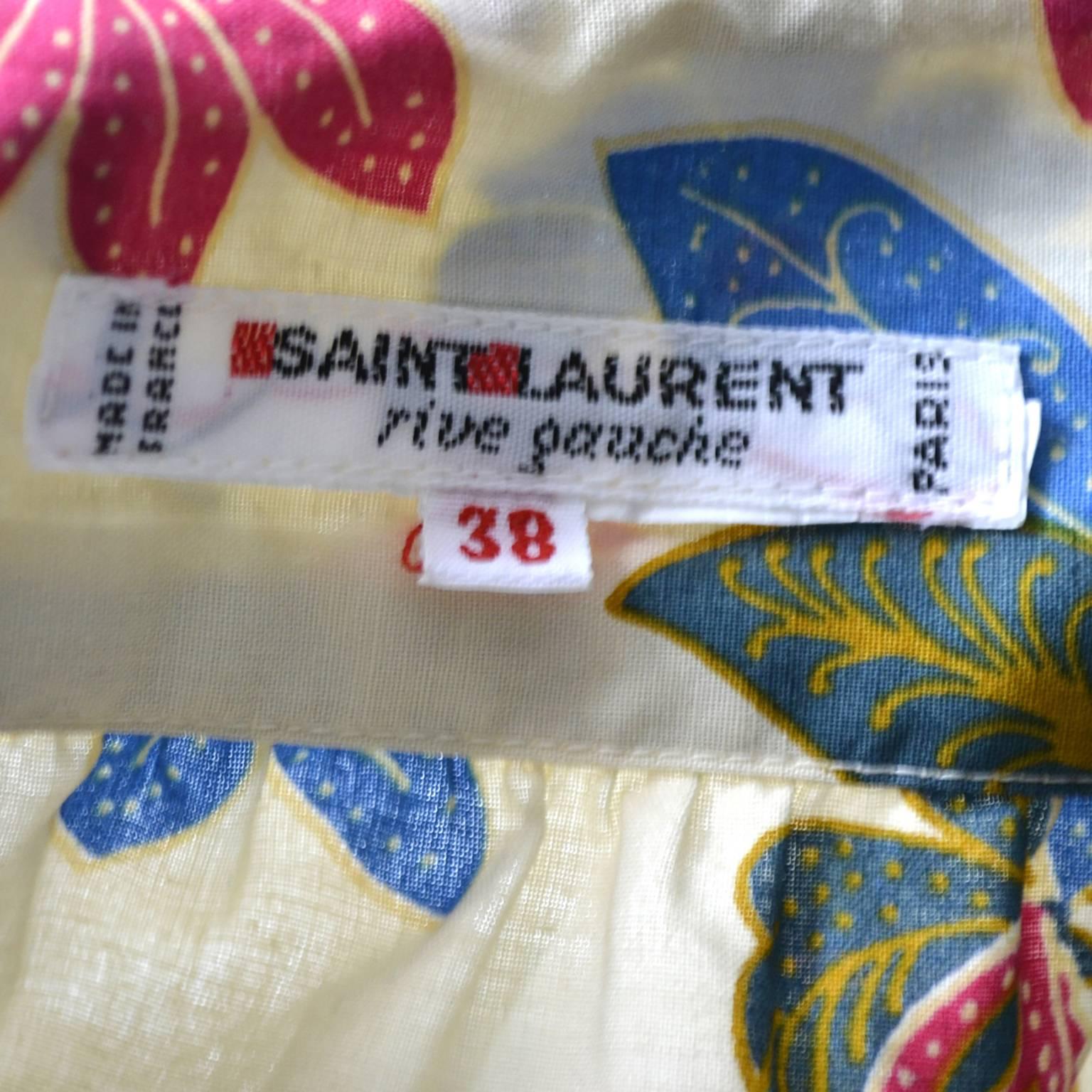 YSL 1970er Vintage 2pc Kleid Floral Rock Top Russisch Bauer Yves Saint Laurent 3
