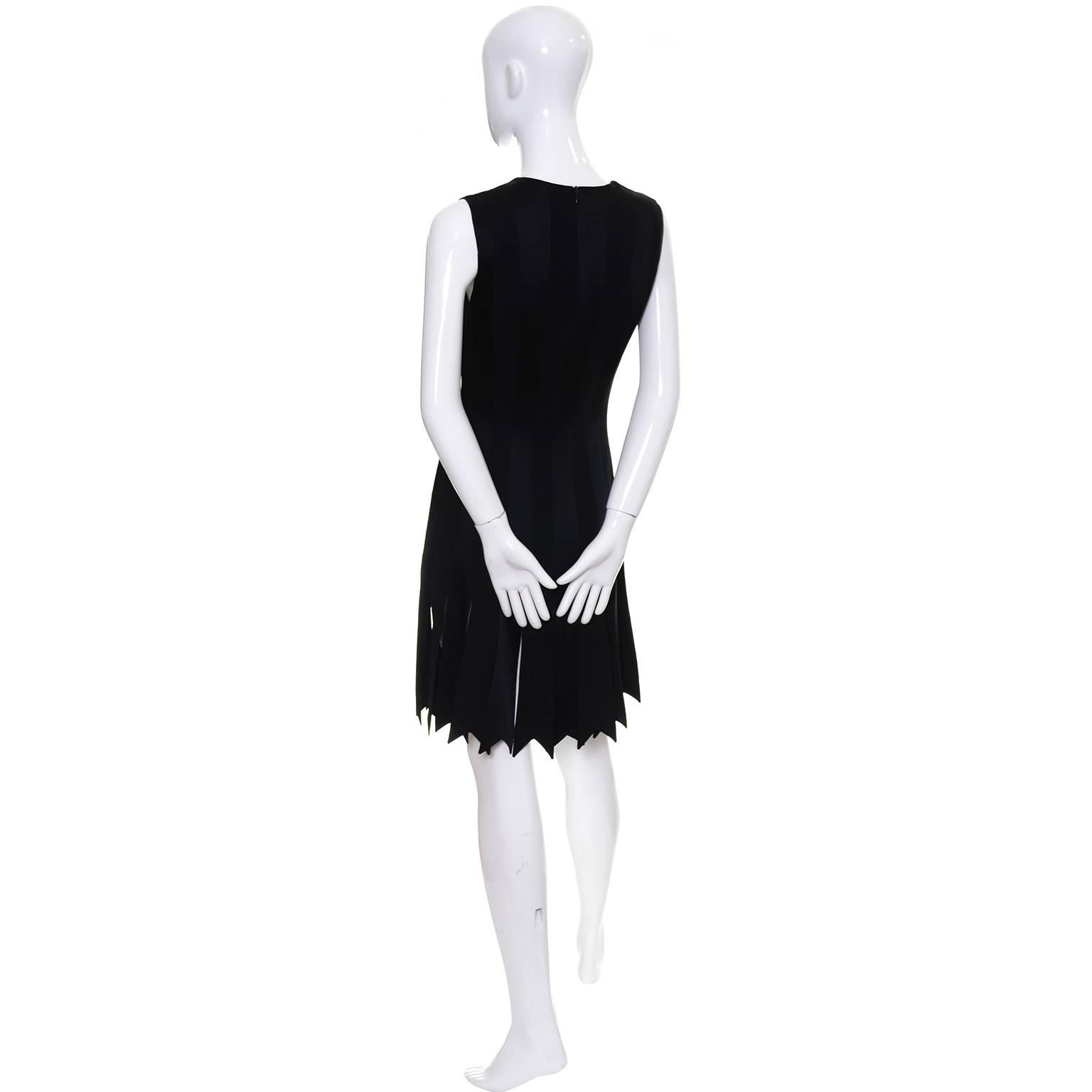 Women's Moschino 1990s Vintage Little Black Dress Peek a Boo Panels Stripes 6
