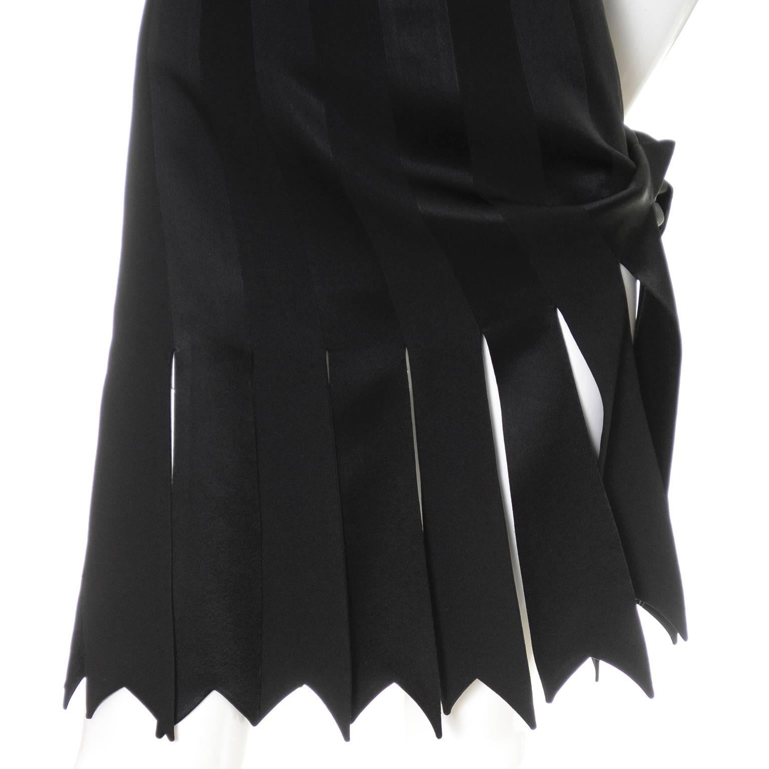 Moschino 1990s Vintage Little Black Dress Peek a Boo Panels Stripes 6 3