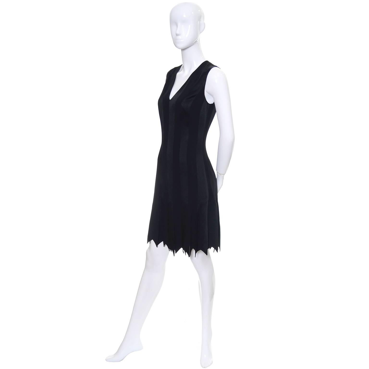 Moschino 1990s Vintage Little Black Dress Peek a Boo Panels Stripes 6 2