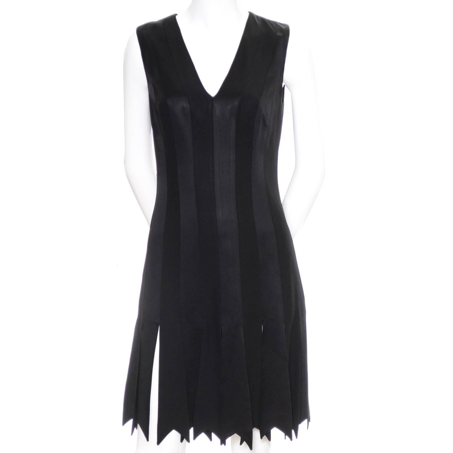 Moschino 1990s Vintage Little Black Dress Peek a Boo Panels Stripes 6 1