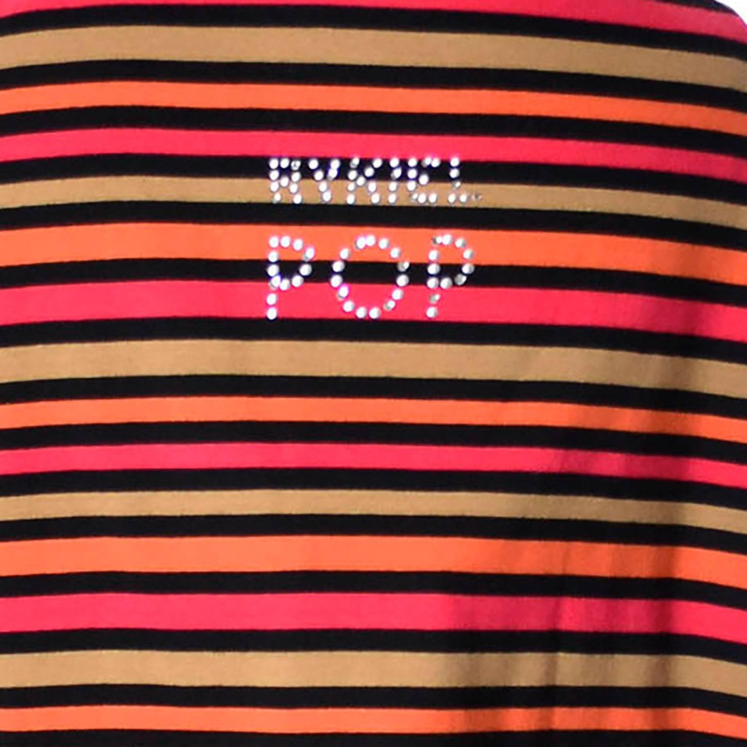 Orange Vintage Sonia Rykiel Striped Cotton Top & 1/2 Sweater Rykiel Pop in Rhinestones For Sale