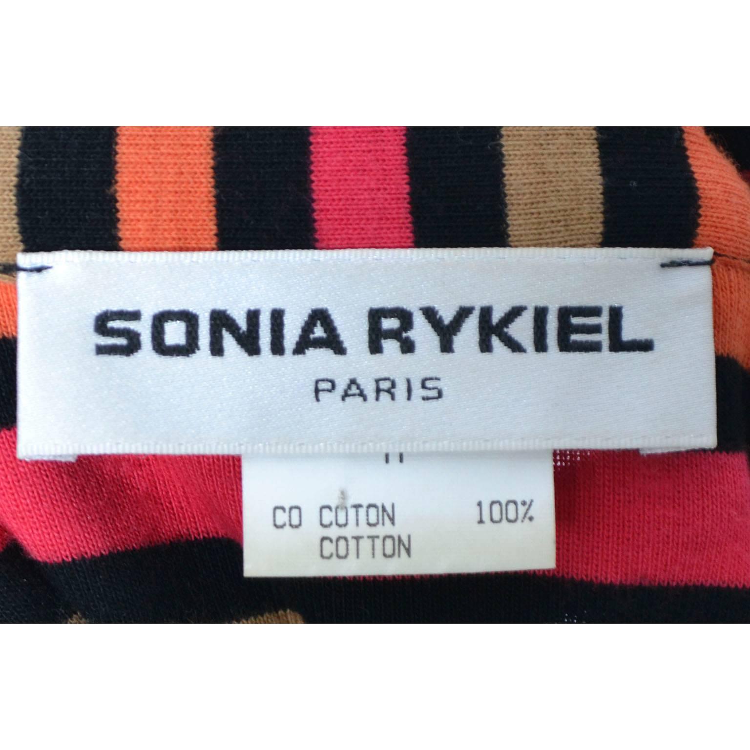 Vintage Sonia Rykiel Striped Cotton Top & 1/2 Sweater Rykiel Pop in Rhinestones For Sale 2