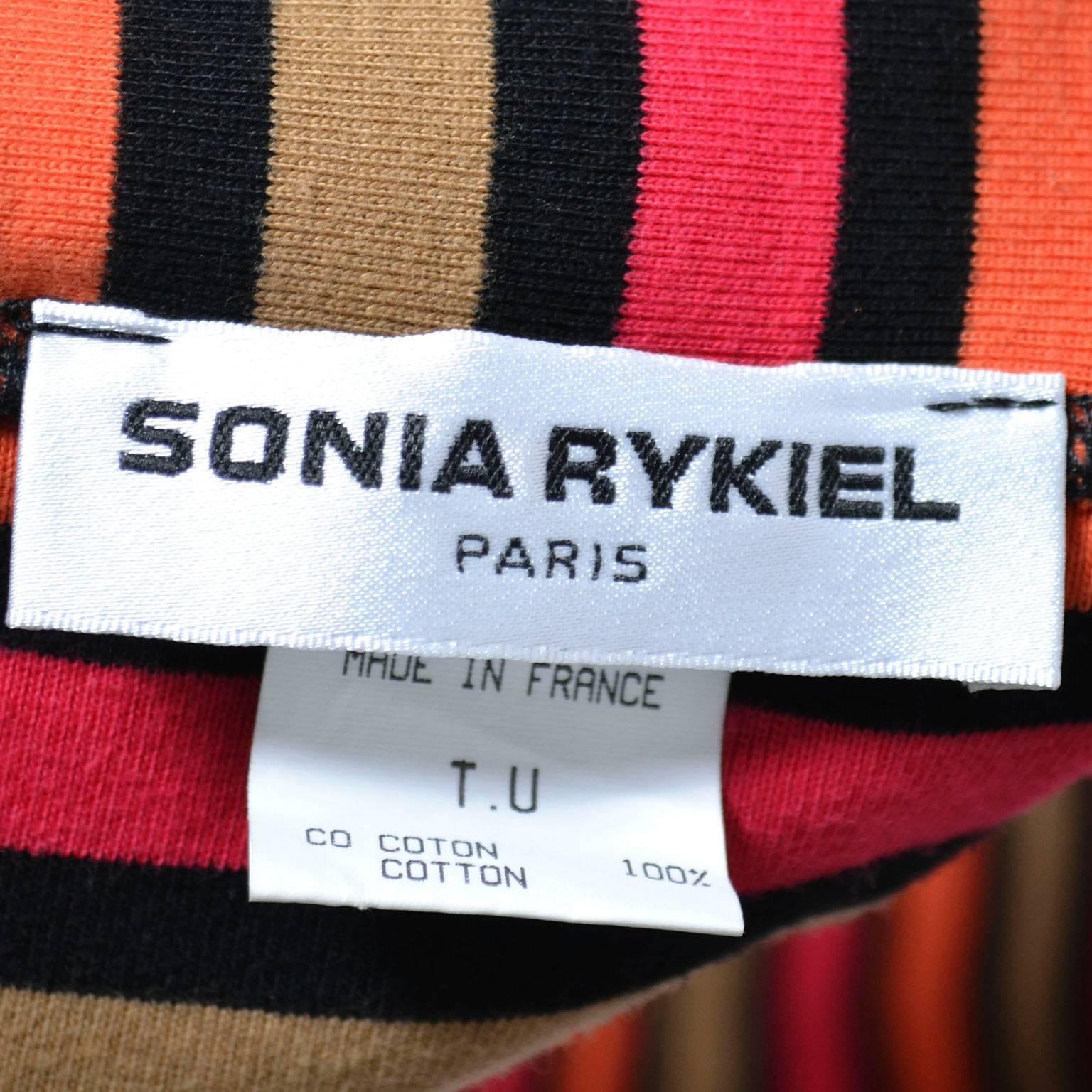 Women's Vintage Sonia Rykiel Striped Cotton Top & 1/2 Sweater Rykiel Pop in Rhinestones For Sale