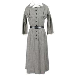 Mollie Parnis VIntage Dress 1951 Documented Hapers Bazaar Black White Check