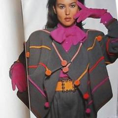Documented 1980s Escada Vintage Sweater w/ Colorful Pom Poms Margaretha Ley