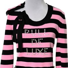 Iconic Vintage Sonia Rykiel Pull de Luxe Rhinestone Striped Sweater Top M/L