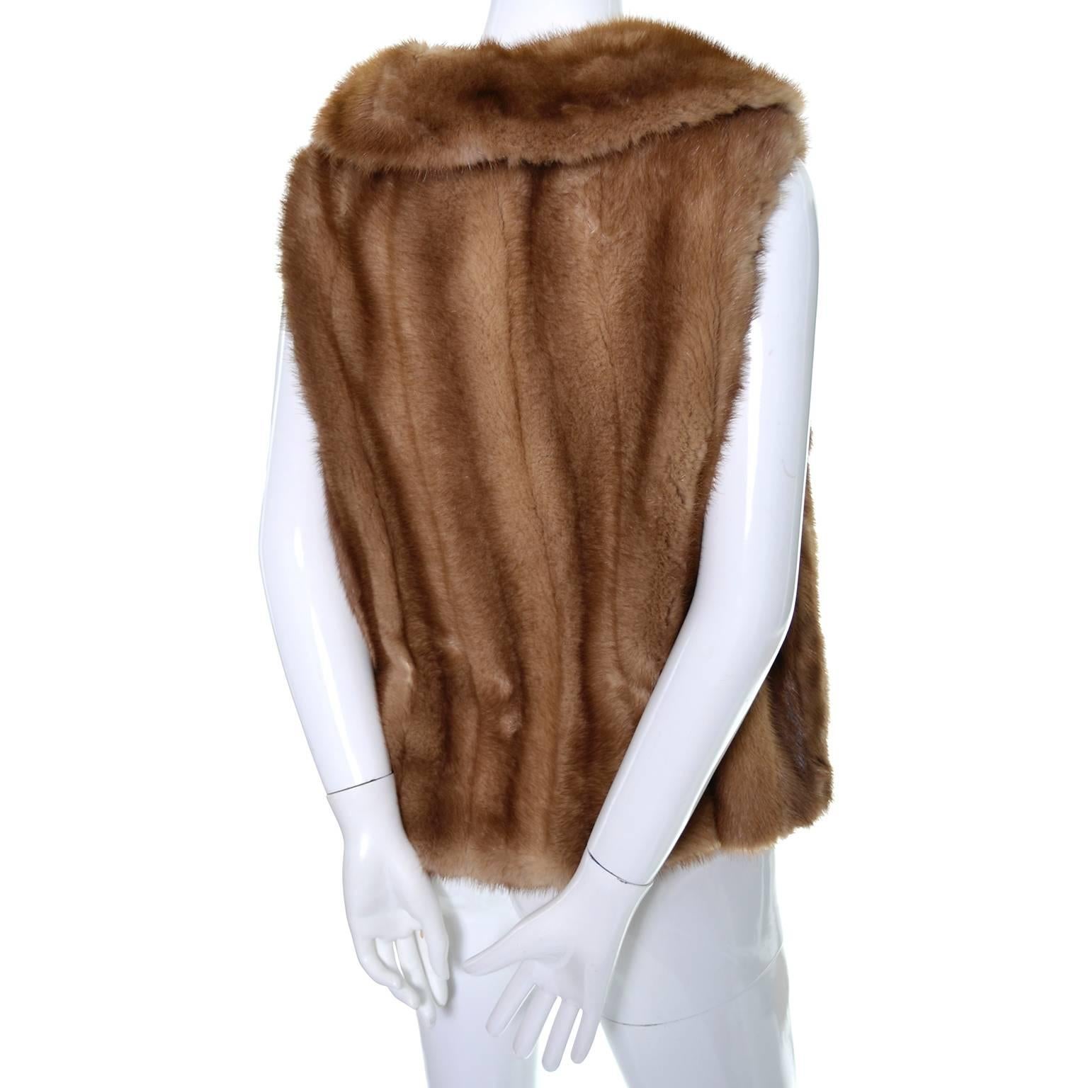 Vintage Mink Vest Genuine Fur Zip Front M/L In Excellent Condition In Portland, OR