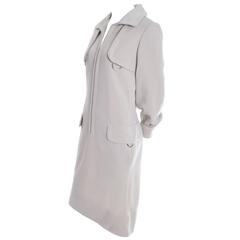 Late 1960s Geoffrey Beene Vintage Dress Pale Taupe Wool 6 I Magnin 5