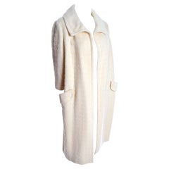 1960s Manor Bourne for I Magnin Cream Winter White Boucle Wool Vintage Coat