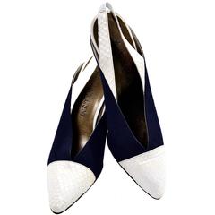 Yves Saint Laurent Vintage Shoes YSL Snakeskin Slingback Heels 8N 12