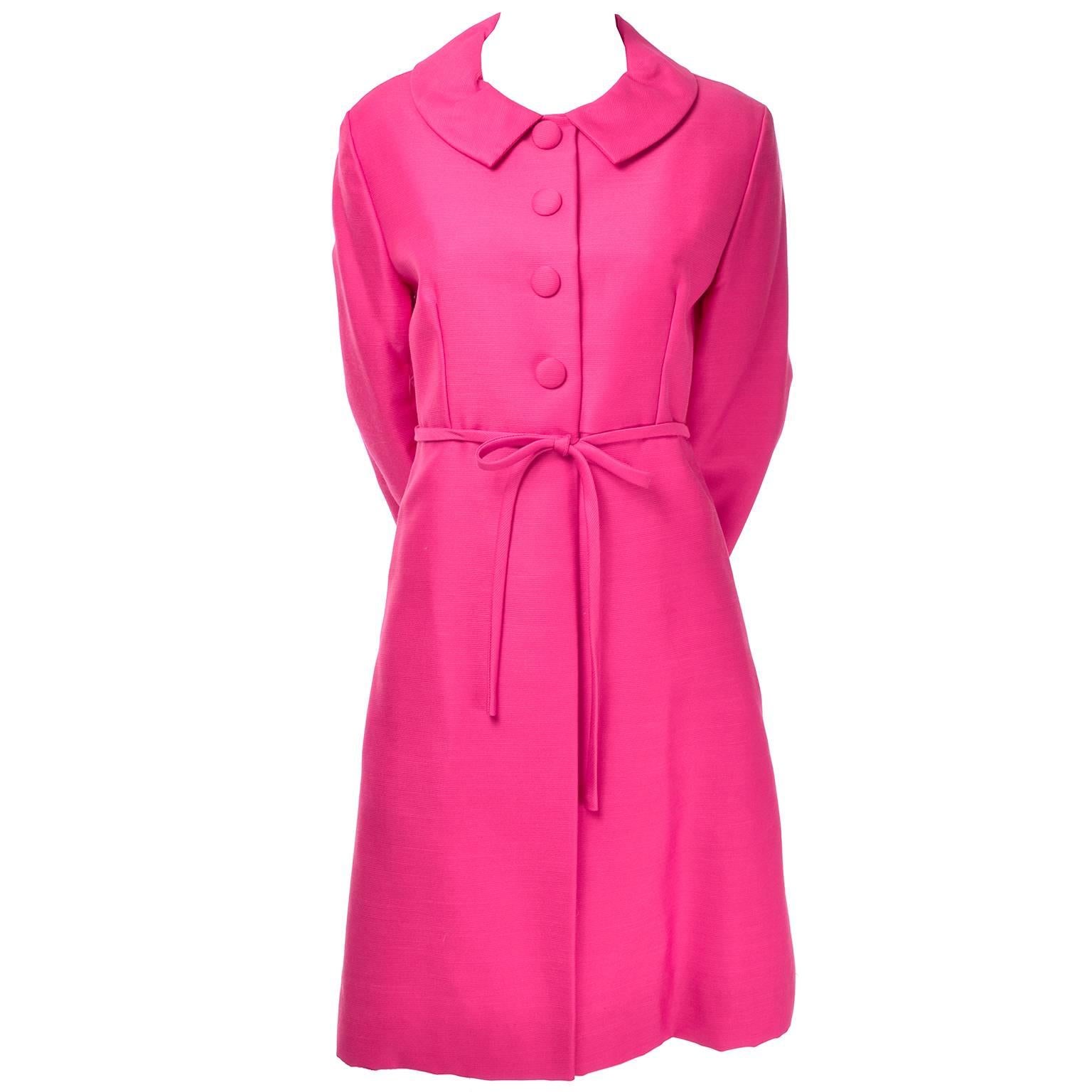 1960s Emma Domb Pink Dress and Coat Suit Ensemble Excellent Condition In Excellent Condition In Portland, OR